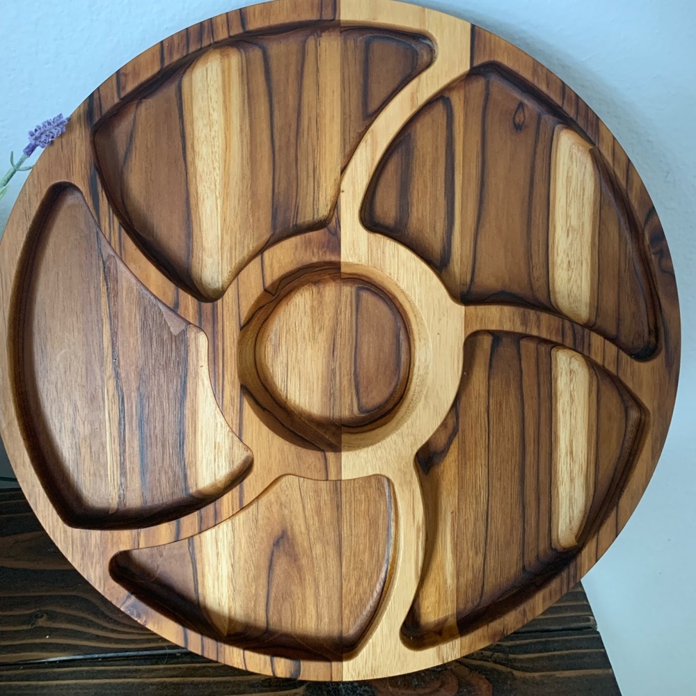 Handcrafted teak serving tray